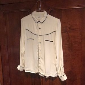 Ba&sh cream top with black details